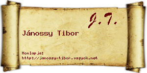 Jánossy Tibor névjegykártya