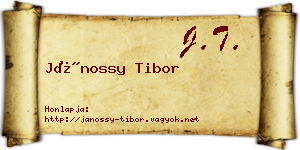 Jánossy Tibor névjegykártya